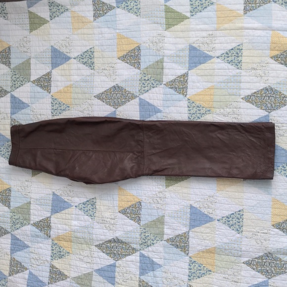 Vintage 90s Y2K High Rise Straight Leg Leather Pants, Brown, Womens 6 - Picture 2 of 7